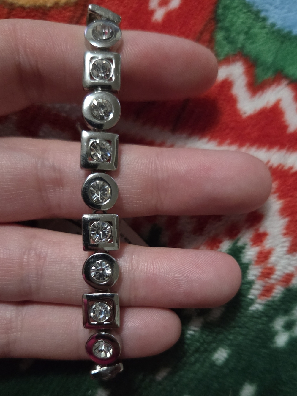 Cookie Lee Silver-Tone Clear Crystal Link Bracelet New